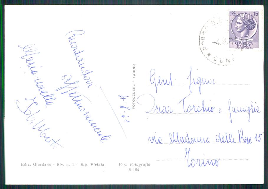 Cuneo Borgo San Dalmazzo Via Marconi Auto Fiat 500 Foto FG cartolina MZ1876 – retro