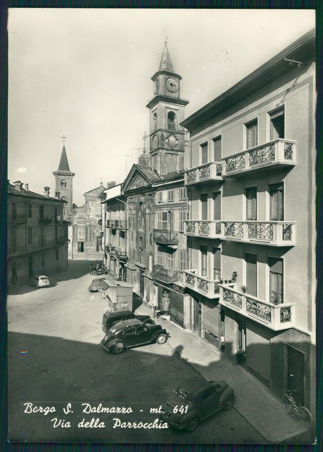 Cuneo Borgo San Dalmazzo Via della Parrocchia Auto Foto FG cartolina MZ1878 – fronte