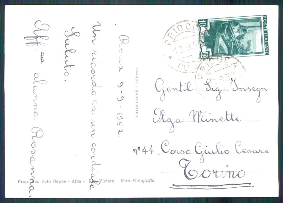 Cuneo Priocca d'Alba Foto FG cartolina MZ1889 – retro