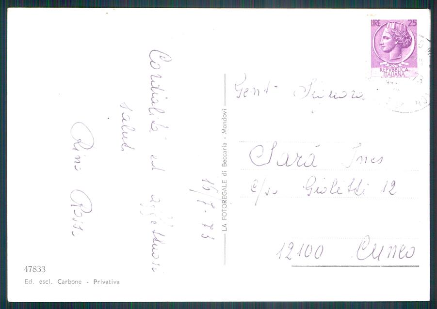 Cuneo San Damiano Macra Foto FG cartolina MZ1918 – retro