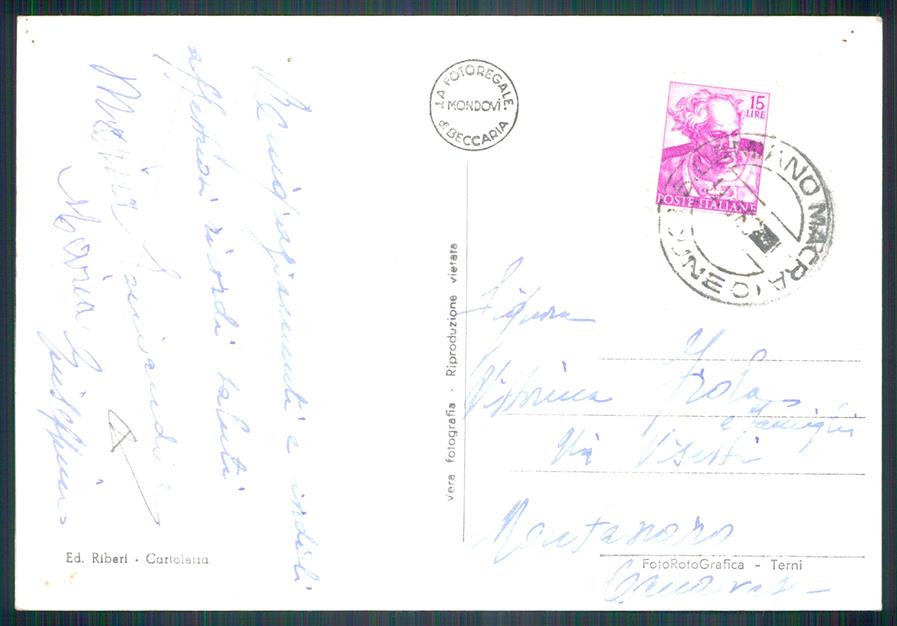Cuneo San Damiano Macra Lago PIEGATA Foto FG cartolina MZ1923 – retro