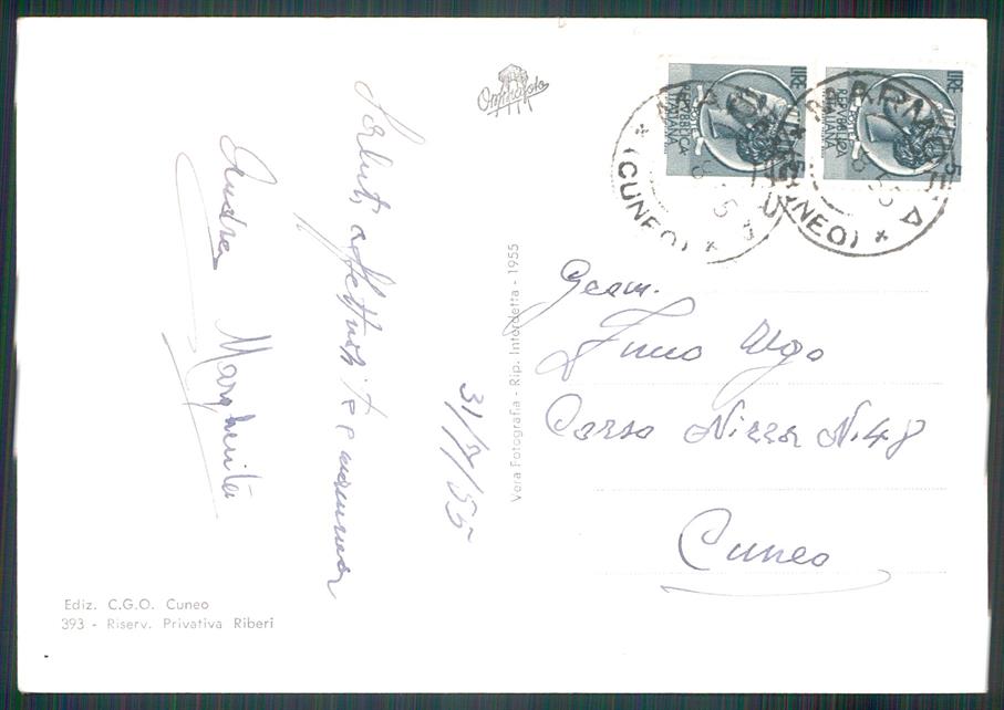 Cuneo Marmora Ponte di FORI Foto FG cartolina MZ1942 – retro
