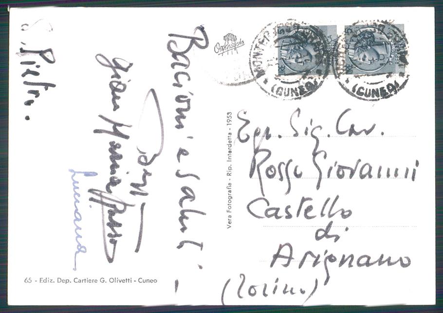Cuneo Monterosso Grana San Pietro Foto FG cartolina MZ1960 – retro