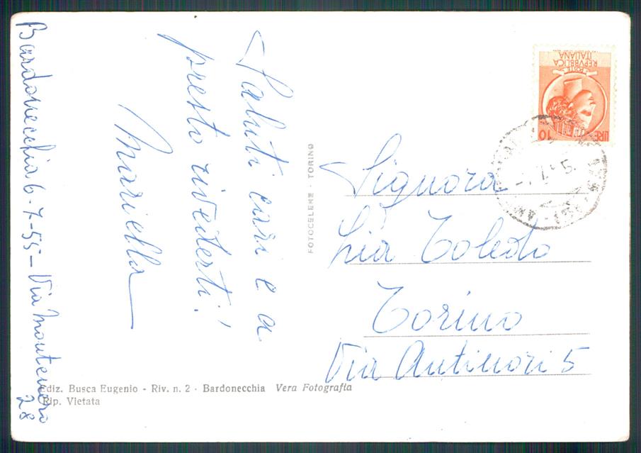 Torino Bardonecchia Laghetto Barche Foto FG cartolina MZ1965 – retro