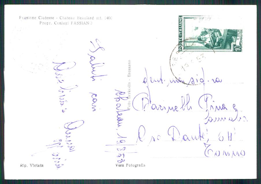 Torino Oulx Chatean Beaulard Foto FG cartolina MZ1966 – retro