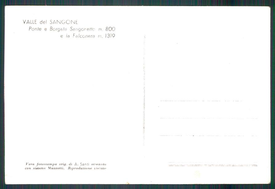Torino Valle del Sangone Borgata Sangonetto Falconera Foto FG cartolina MZ1968 – retro