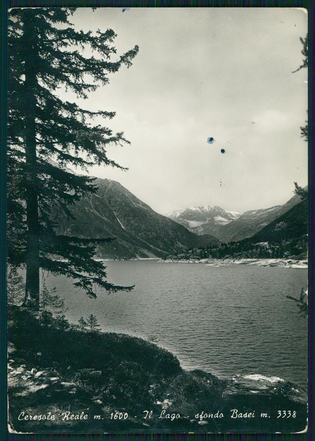 Torino Ceresole Reale Lago Basei MACCHIE PIEGHE Foto FG cartolina MZ1976 – fronte
