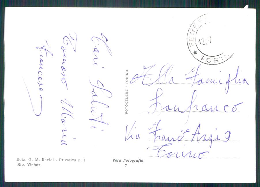 Torino Usseaux Borgata Laux Monti Assietta Foto FG cartolina MZ1978 – retro