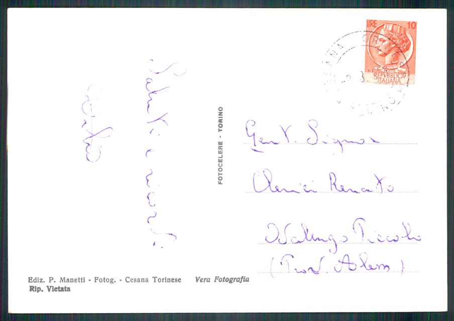 Torino Cesana Torinese PIEGHINA Foto FG cartolina MZ1983 – retro