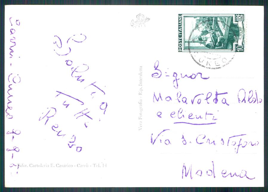 Cuneo Carrù Foto FG cartolina MZ2001 – retro
