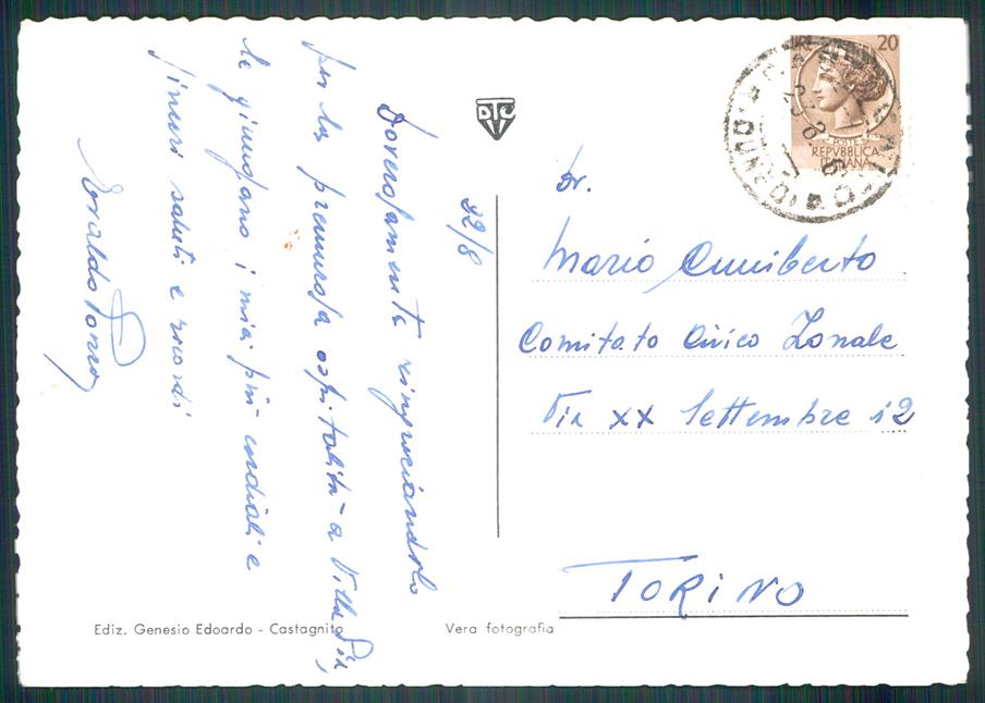 Cuneo Castagnito Foto FG cartolina MZ2011 – retro
