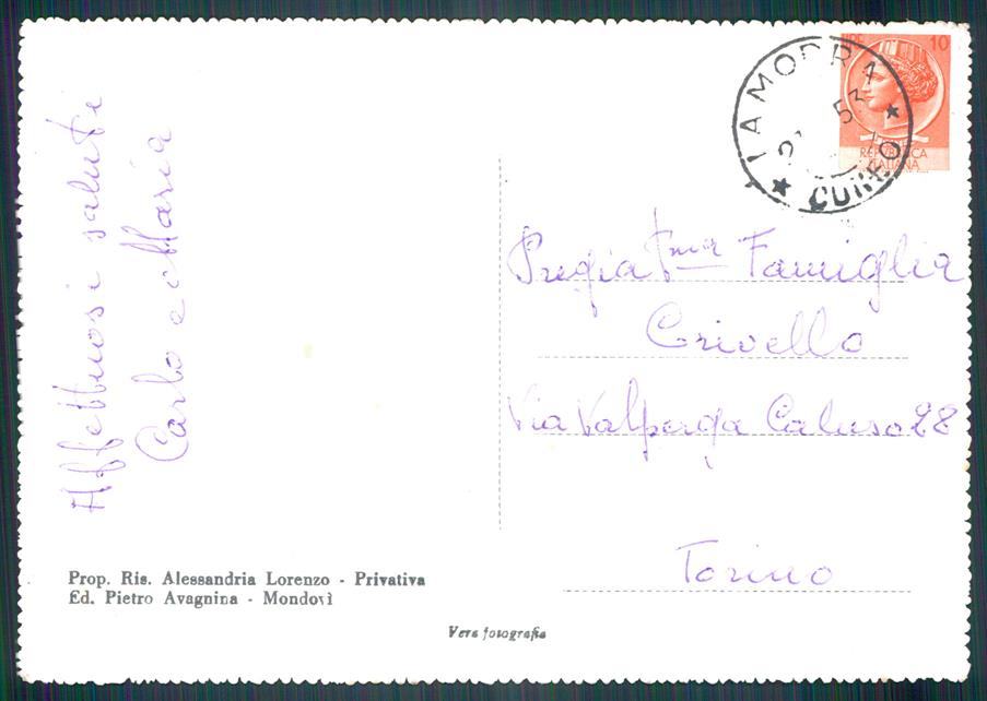 Cuneo La Morra Foto FG cartolina MZ2038 – retro