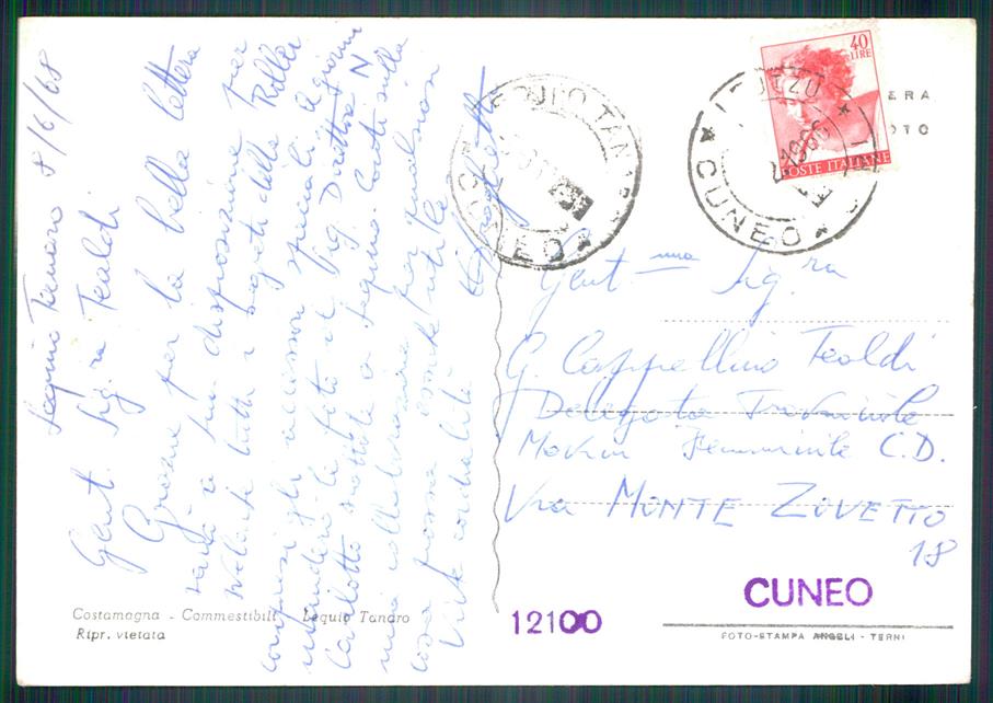 Cuneo Lequio Tanaro Piazza Cureno PIEGHINA Foto FG cartolina MZ2043 – retro