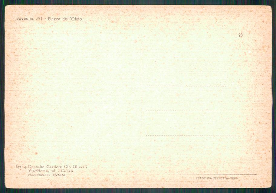 Cuneo Boves Piazza dell'Olmo FG cartolina MZ2083 – retro
