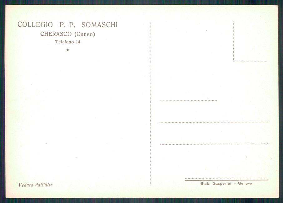 Cuneo Cherasco Collegio Padri Somaschi FG cartolina MZ2092 – retro