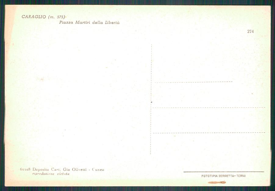 Cuneo Caraglio Piazza Martiri della Libertà FG cartolina MZ2096 – retro