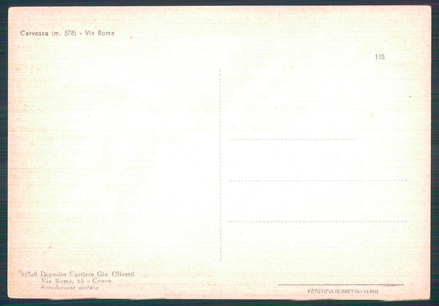 Cuneo Cervasca Via Roma FG cartolina MZ2112 – retro