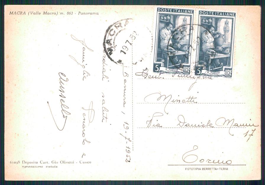 Cuneo Macra FG cartolina MZ2129 – retro