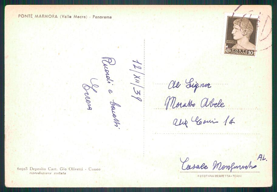 Cuneo Marmora Ponte di Diga FG cartolina MZ2134 – retro
