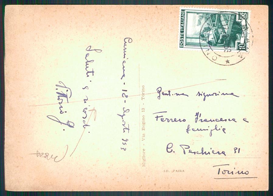 Torino Cumiana Chiesa Parrocchiale PIEGA FG cartolina MZ2144 – retro