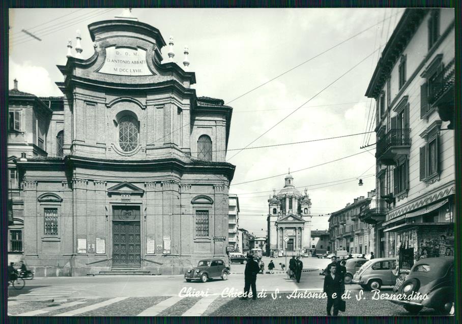 Torino Chieri Chiese Sant'Antonio e San Bernardino Auto Foto FG cartolina MZ2188 – fronte