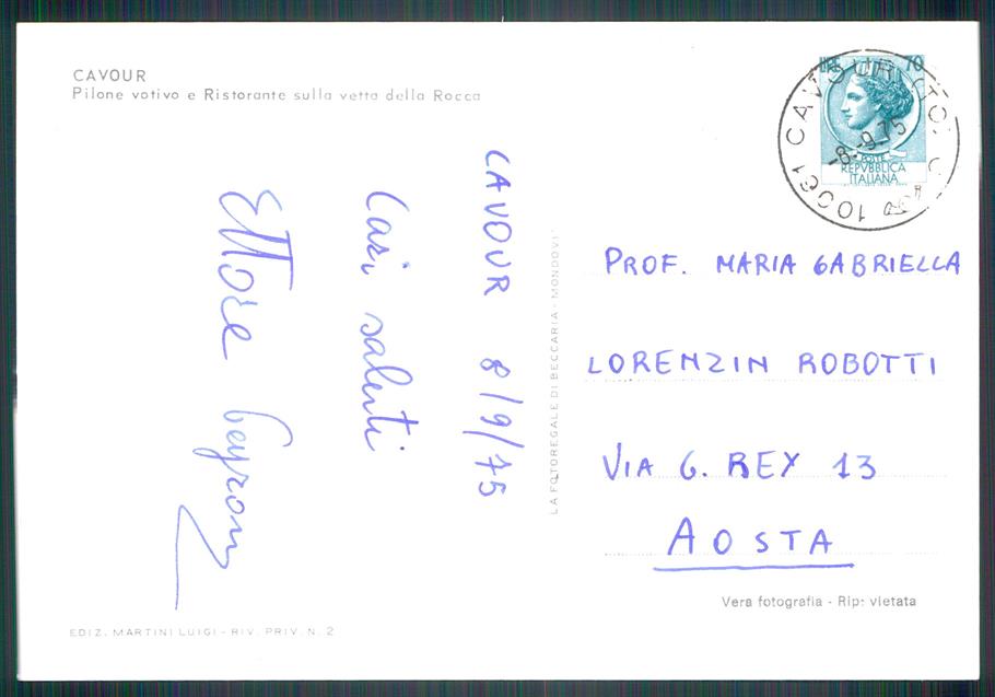 Torino Cavour Foto FG cartolina MZ2295 – retro