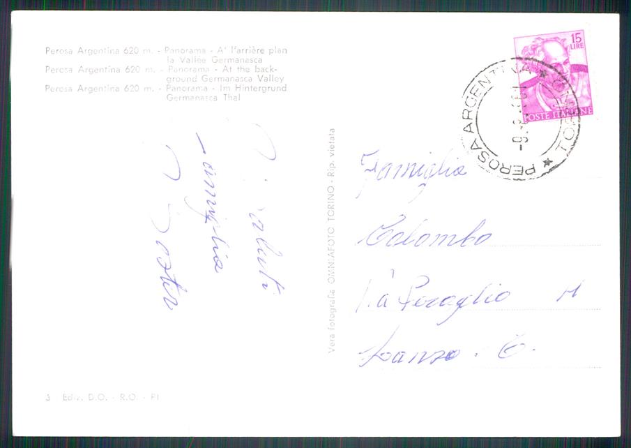 Torino Perosa Argentina Val Germanasca Foto FG cartolina MZ2332 – retro
