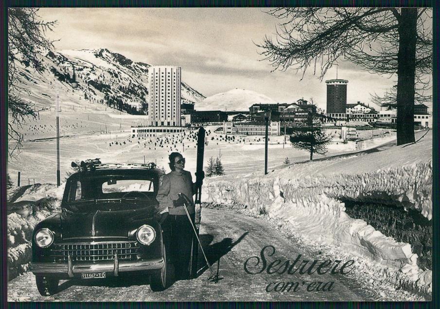 Torino Sestriere Nevicata Sci Auto Foto FG cartolina MZ2359 – fronte