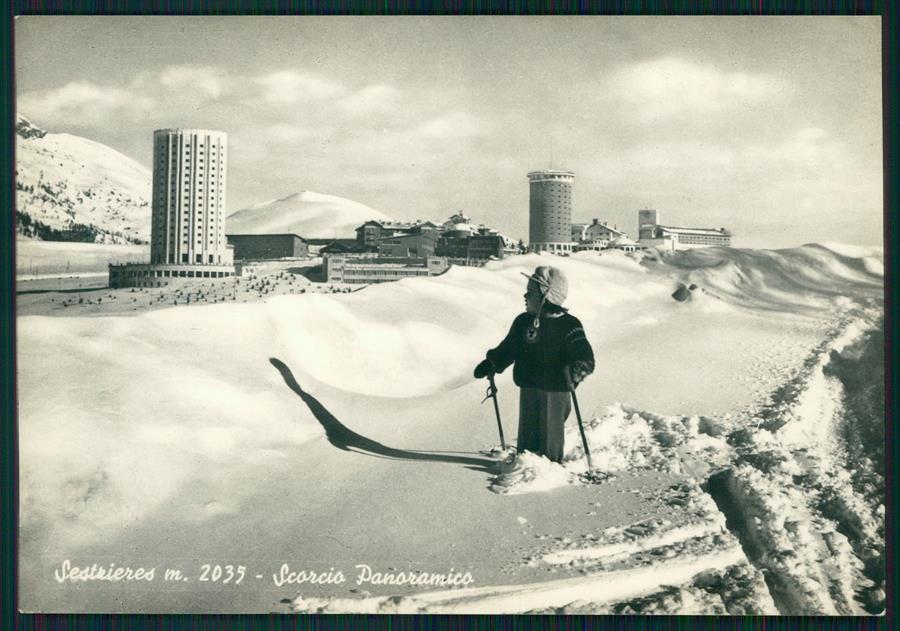 Torino Sestriere Nevicata Sci Foto FG cartolina MZ2360 – fronte