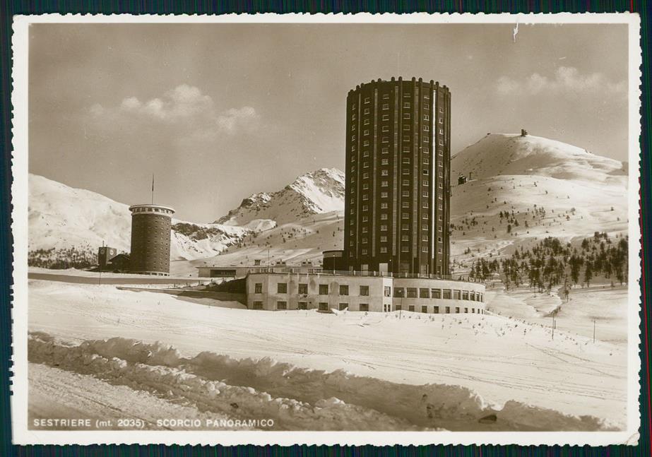 Torino Sestriere Nevicata Sci Foto FG cartolina MZ2372 – fronte