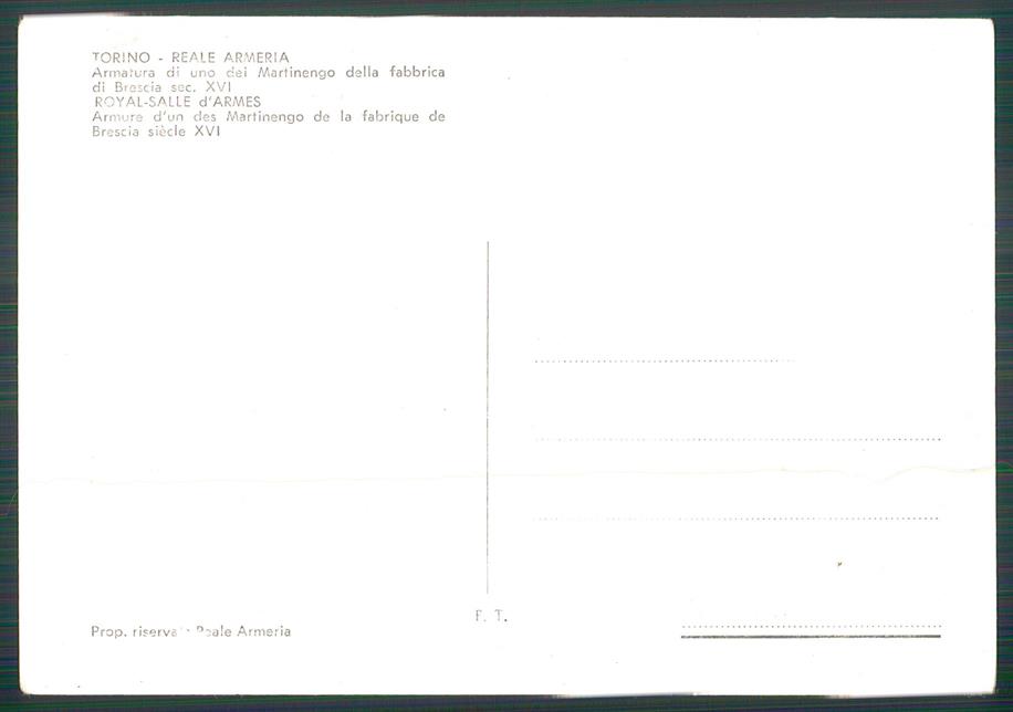 Torino città Reale Armeria PIEGA Foto FG cartolina MZ2469 – retro