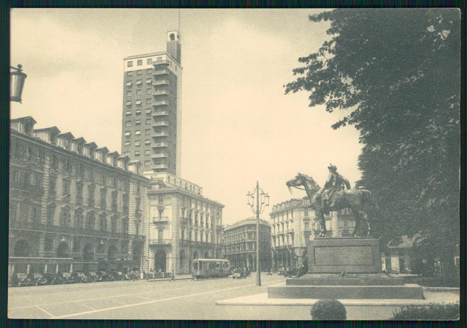 Torino città Piazza Castello Tram TRACCE UMIDO PIEGHE FG cartolina MZ2495 – fronte