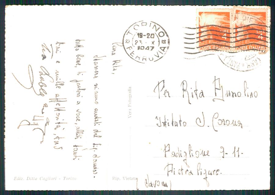 Torino città Via Roma Chiesa San Carlo Santa Cristina Foto FG cartolina MZ2522 – retro