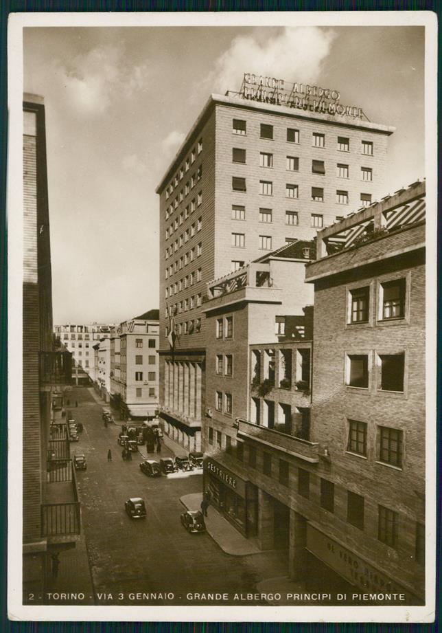 Torino città Via 3 Gennaio Albergo Principi di Piemonte Foto FG cartolina MZ2544 – fronte
