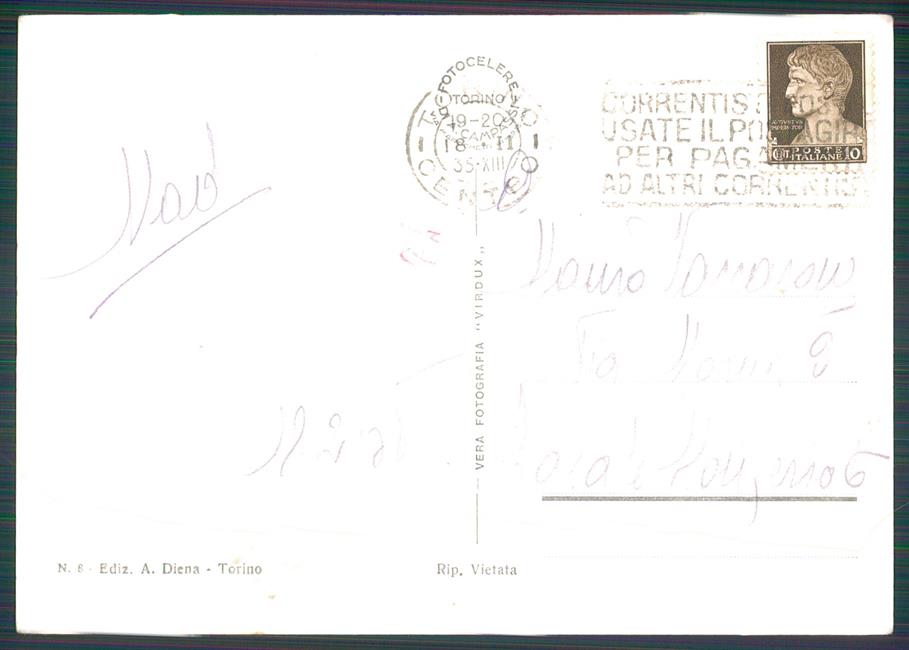 Torino città Via Roma Auto Foto FG cartolina MZ2549 – retro