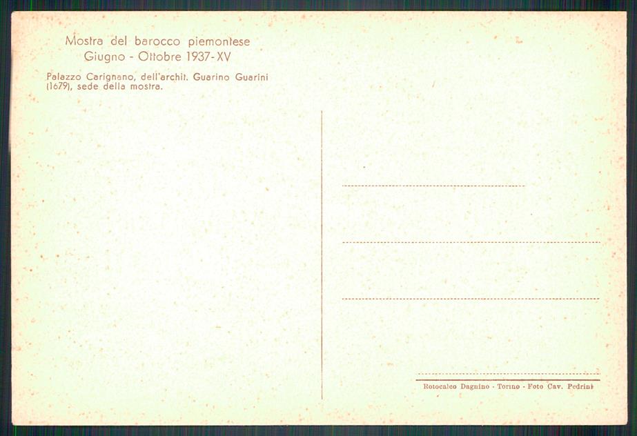 Torino città Palazzo Carignano Carrozza FG cartolina MZ2599 – retro