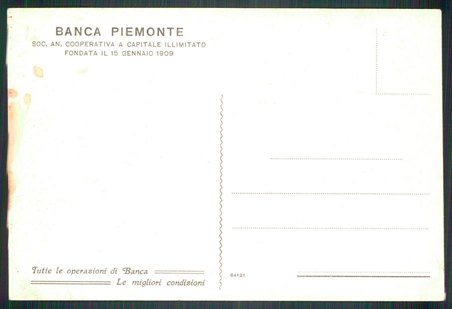 Torino città Via San Francesco da Paola Banca Piemonte FG cartolina MZ2600 – retro