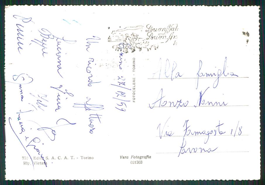 Torino città Trorri Palatine Foto FG cartolina MZ2644 – retro