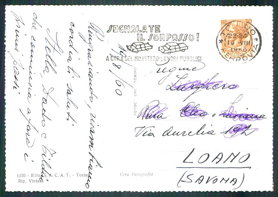 Torino città Via Duchessa Jolanda Piazza Martini Foto FG cartolina MZ2659 – retro