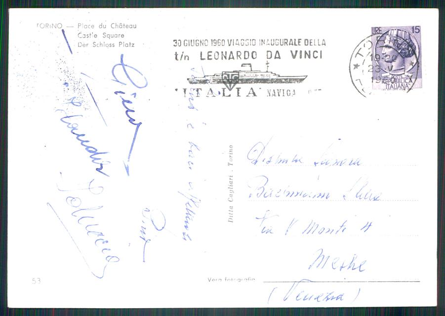 Torino città Piazza Castello Corriere Auto Vigile Foto FG cartolina MZ2691 – retro