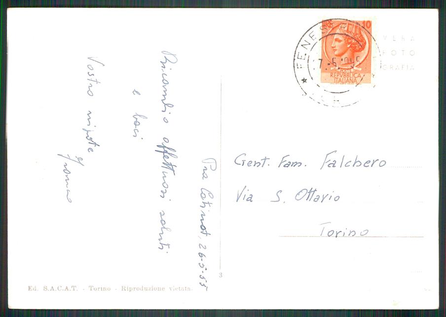 Torino Fenestrelle Prà Catinat Saluti da Stelle Alpine FotoFG cartolina MZ2749 – retro