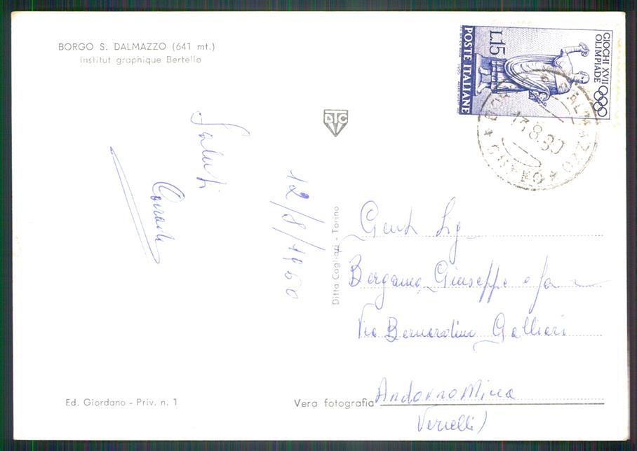 Cuneo Borgo San Dalmazzo Istituto Grafico Bertello Foto FG cartolina MZ2758 – retro