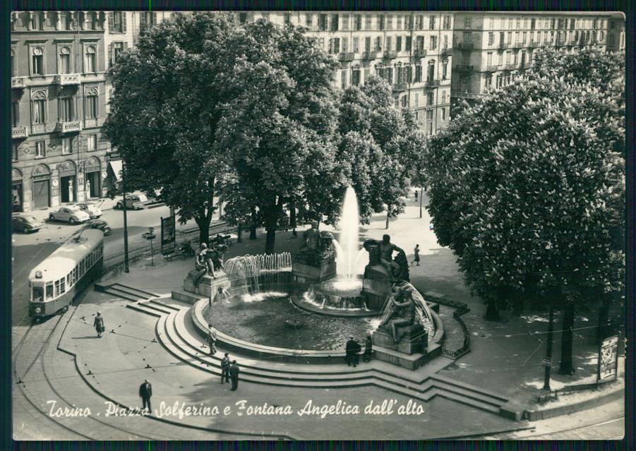Torino città Piazza Solferino Fontana Tram Foto FG cartolina MZ2770 – fronte