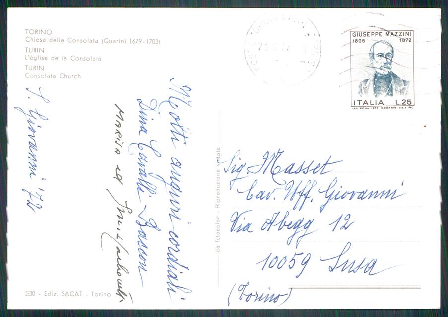 Torino città Chiesa della Consolata Auto Foto FG cartolina MZ2788 – retro