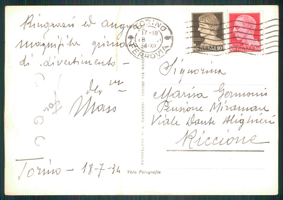 Torino città Via Roma Nuova Portici Auto FORI Foto FG cartolina MZ2793 – retro