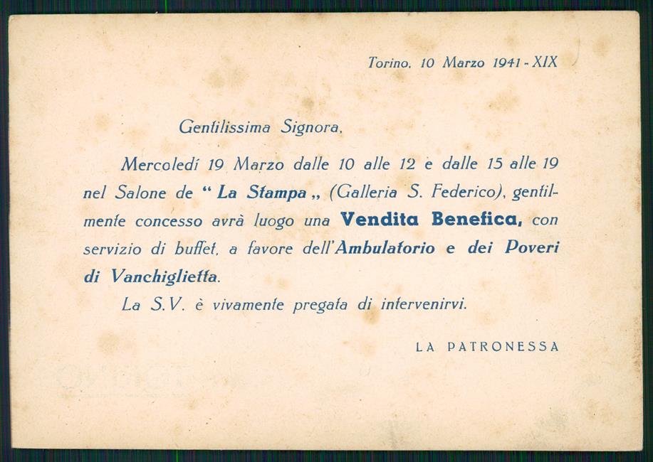 Torino Vanchiglietta Beneficienza FG cartolina MZ2801 – fronte
