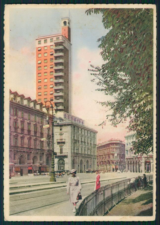 Torino città Torre Littoria PIEGATA FG cartolina MZ2807 – fronte