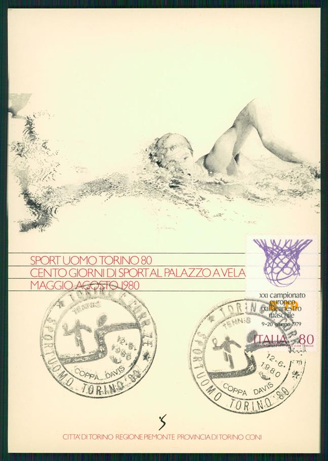 Torino città Sport Uomo Torino 1980 Basket FG cartolina MZ2842 – fronte