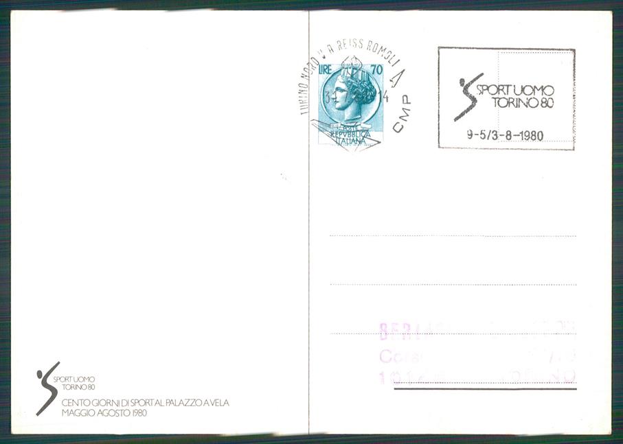 Torino città Sport Uomo Torino 1980 Nuoto FG cartolina MZ2844 – retro