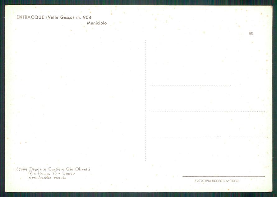 Cuneo Entracque Municipio FG cartolina MZ2855 – retro